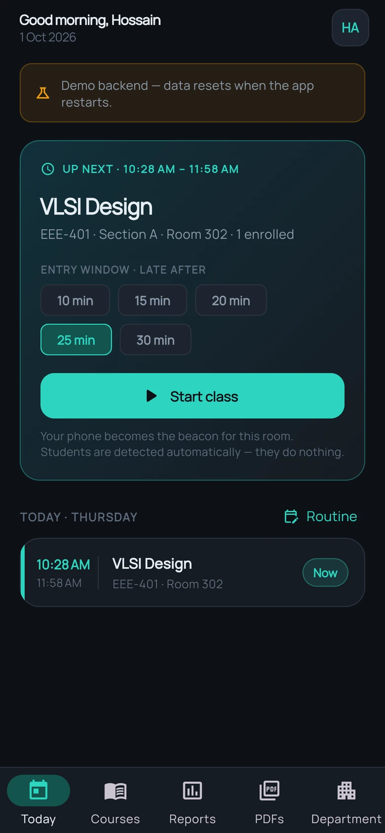 Teacher home with the next class
